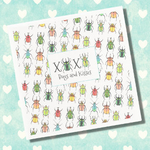 Serviette En Papier Love Bugs and Kisses XOXO Saint Valentin