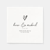 Serviette En Papier Love Calligraphie Merci Coeur noir B&W ID940 (Devant)