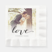 Serviette En Papier Love Classic Script Chic Calligraphie Mariage phot (Devant)
