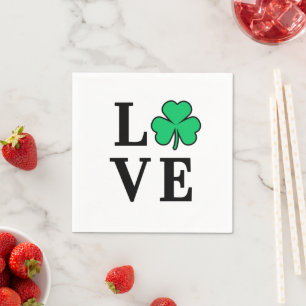 Serviette En Papier LOVE Clover Shamrock Irlande St Patrick Party