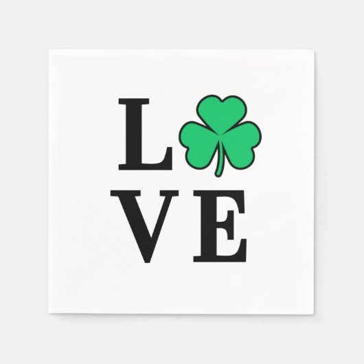 Serviette En Papier LOVE Clover Shamrock Irlande St Patrick Party (Devant)
