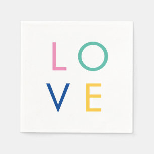 Serviette En Papier LOVE coloré typographie de la Saint-Valentin
