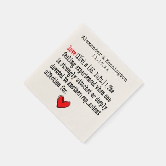 Serviette En Papier Love Definition Mariage Réception (Coin)