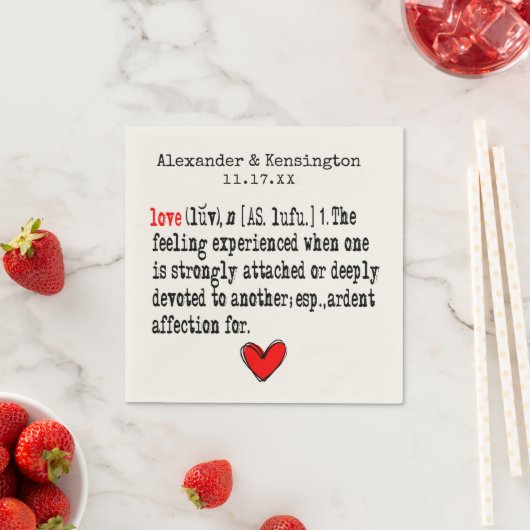 Serviette En Papier Love Definition Mariage Réception (En situation)