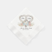 Serviette En Papier Love Doves Coeurs et Fleurs (Coin)