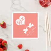 Serviette En Papier Love Doves - Coral rose (En situation)