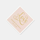 Serviette En Papier Love Elegant Blush Gold Calligraphy Mariage (Coin)