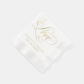 Serviette En Papier Love Elegant Gold Calligraphy Mariage Monogramme (Coin)