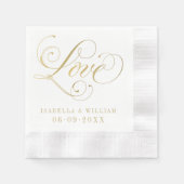 Serviette En Papier Love Elegant Gold Calligraphy Mariage Monogramme (Devant)
