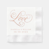 Serviette En Papier Love Elegant Rose Gold Calligraphy Mariage (Devant)