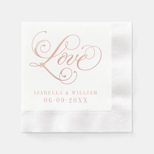 Serviette En Papier Love Elegant Rose Gold Calligraphy Mariage (Devant)
