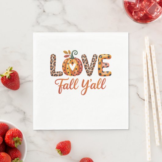 Serviette En Papier Love Fall Y'all Fall (En situation)