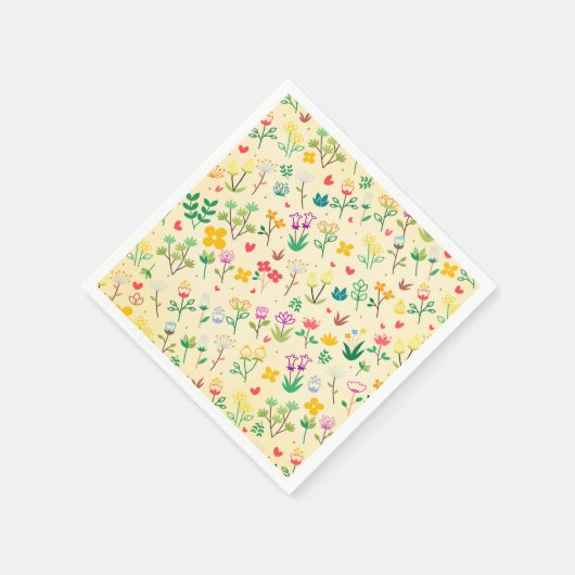 Serviette En Papier Love Garden Spring Fleurs & Coeurs Anniversaire Fê (Coin)