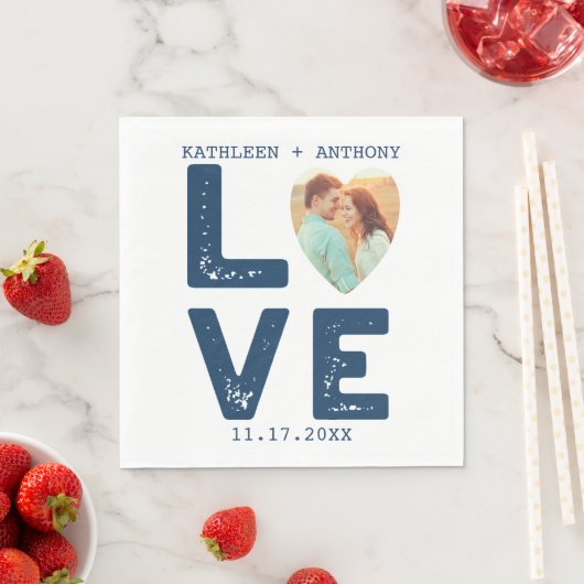 Serviette En Papier LOVE Graphic Minimalist Mariage photo (En situation)