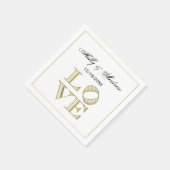 Serviette En Papier LOVE Graphic Text - Faux Gold (Coin)
