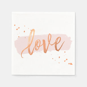 Serviette En Papier LOVE HAND HAND SCRIPT type cuivre blush rose