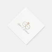 Serviette En Papier Love Heart Mariage Anneaux Personnalisé Blanc (Coin)