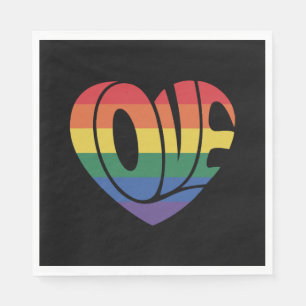 Serviette En Papier Love Heart rétro les années 70 Super LGBT Rainbow