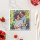 Serviette En Papier Love Heart Script Mariage personnalisé Photo (En situation)