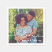 Serviette En Papier Love Heart Script Mariage personnalisé Photo (Devant)