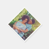 Serviette En Papier Love Heart Script Mariage personnalisé Photo (Coin)