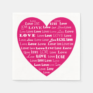 Serviette En Papier Love Heart Word