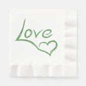 Serviette En Papier Love & Hearts Green & White Wedding Party (Devant)