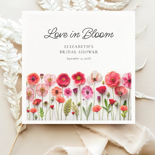 Serviette En Papier Love In Bloom Fleur sauvage Fête des mariées