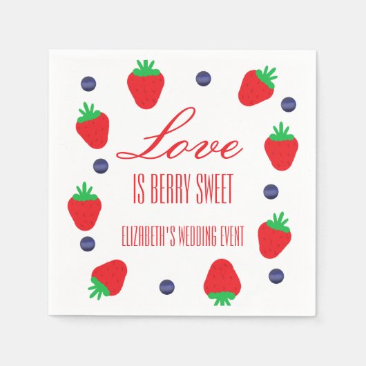 Serviette En Papier Love Is Berry Sweet Fruit Mariage (Devant)