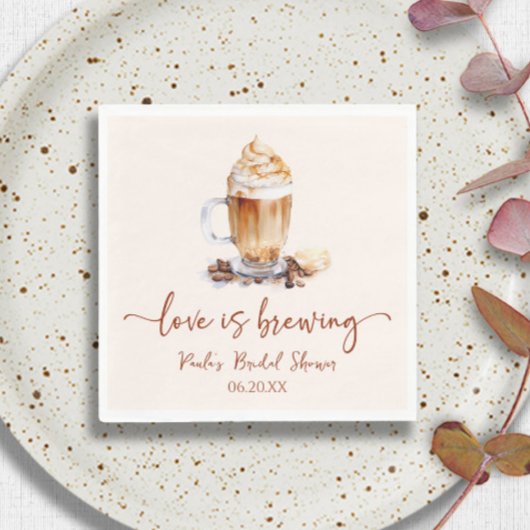 Serviette En Papier Love Is Brewing Café Mariage