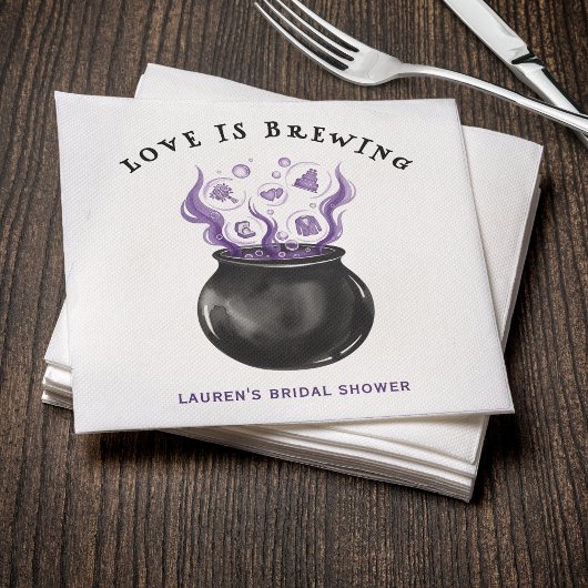 Serviette En Papier Love is Brewing Cauldron Halloween Bridal Shower