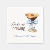 Serviette En Papier Love is Brewing Coffee Blue Bow Bridal Shower (Devant)