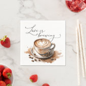 Serviette En Papier Love is Brewing Coffee Bridal Shower (En situation)