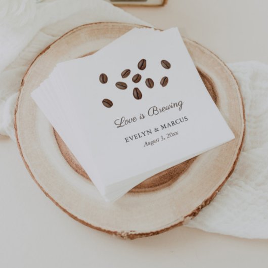 Serviette En Papier Love Is Brewing Coffee Co-ed Fête de Mariage