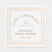 Serviette En Papier Love Is Brewing coffee Gingham Baby Shower (Devant)