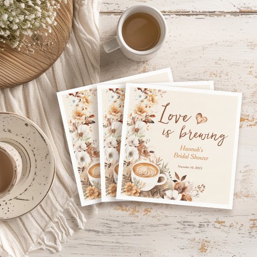 Serviette En Papier Love is Brewing Coffee Réception de Mariage