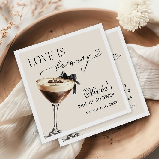 Serviette En Papier Love is Brewing Espresso Martini Bridal Shower