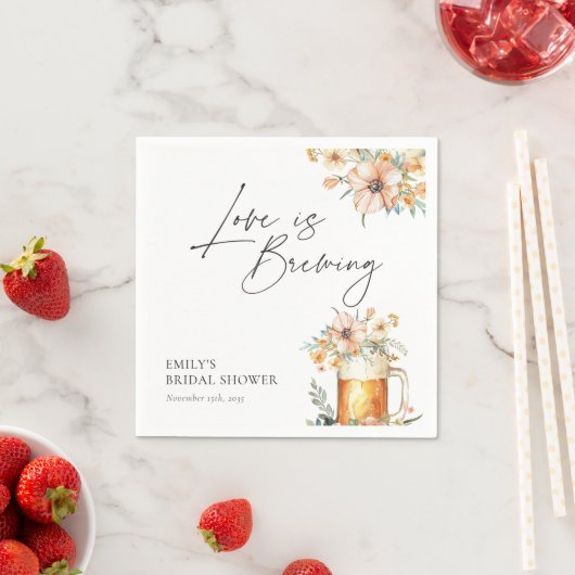Serviette En Papier Love is Brewing Floral Bridal Shower (En situation)