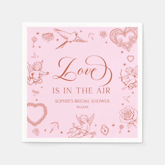 Serviette En Papier Love Is In The Air Valentine's Day Bridal Shower (Devant)