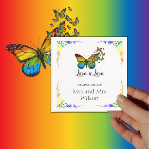 Serviette En Papier Love is Love Rainbow Theme Mariage Diner Cocktail