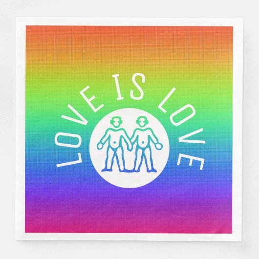 Serviette En Papier Love is Love Typography Gay pride LGBT Rainbow (Devant)