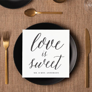 Serviette En Papier Love Is Sweet Script Moderne Calligraphie Mariage