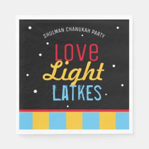 Serviette En Papier Love Light Latkes Black Hanoukka Drôle Citation