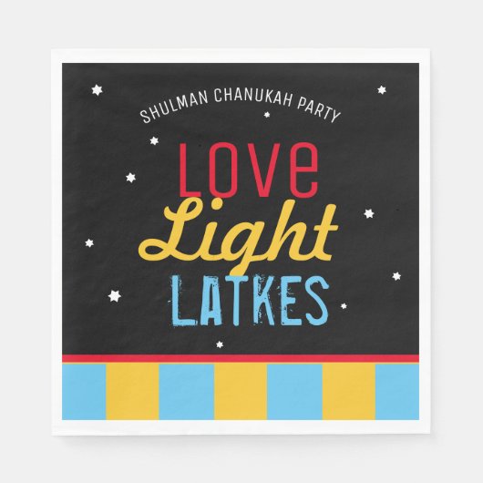 Serviette En Papier Love Light Latkes Black Hanoukka Drôle Citation (Devant)