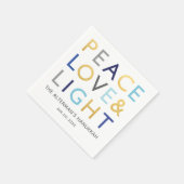 Serviette En Papier Love & Light Typographie Hanoukka Holiday Gold Blu (Coin)