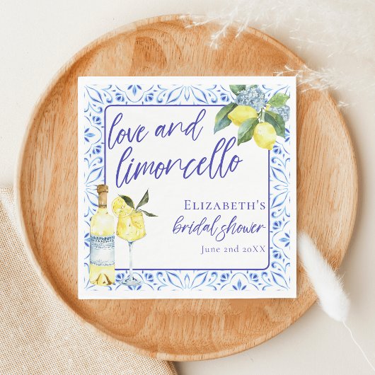 Serviette En Papier Love Limoncello Italien Fête des mariées manuscrit