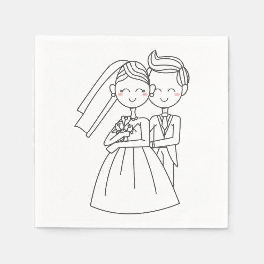 Serviette En Papier Love Mariée Et Mariage De Cartoon Groom (Devant)