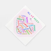 Serviette En Papier LOVE - Multi Language - Personnalisable Internatio (Coin)