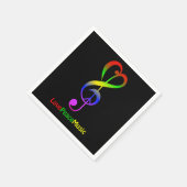 Serviette En Papier Love peace music hippie treble clef noir (Coin)