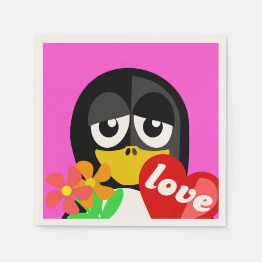 SERVIETTE EN PAPIER LOVE PENGUIN (Devant)